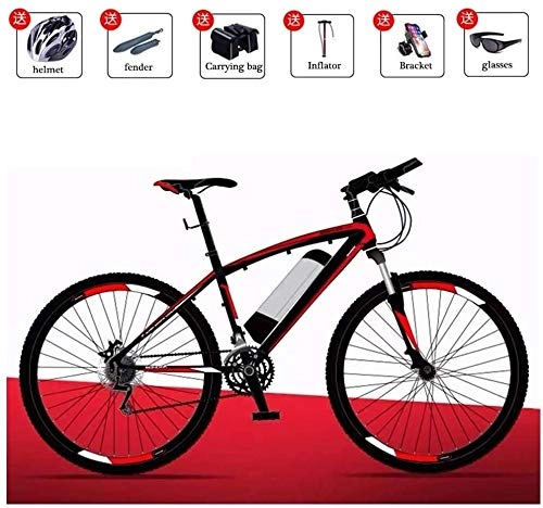 Elektrische Mountainbike : PARTAS Sightseeing / Commuting Tool - Electric Mountain Bike, 26-Zoll-E-Bike-hohe Carbon-Stahlrahmen-36v Removable Lithium-Batterie-geeignet for Pendler und Studenten (Color : Red)