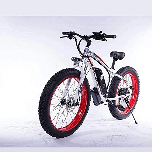 Elektrische Mountainbike : PARTAS Sightseeing / Commuting Tool - Electric Mountain Bike 26 Zoll ELECTRIC + BIKE Ebike mit abnehmbarem 48V 13AH Lithium-Ionen-Akku (Color : 48V13A1000W white-red)