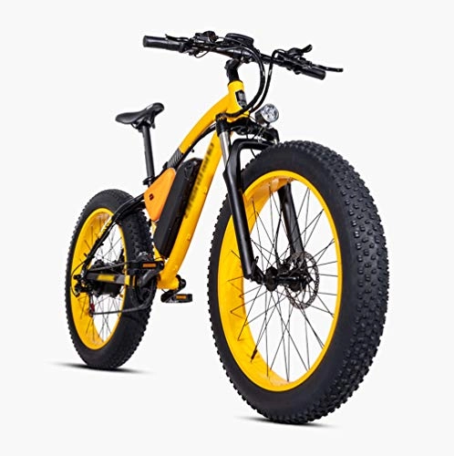 Elektrische Mountainbike : PHASFBJ FT26 Elektrofahrrad Fatbike E-Bike Pedelec, Elektrofahrrad Mountainbike mit 500W Kettenschaltung Shimano 21 Gang Elektrisches Fahrrad Citybike für Erwachsene, Gelb