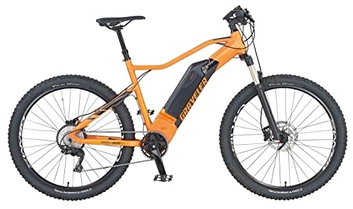 Elektrische Mountainbike : Prophete E-Bike Graveler, MTB Mountainbike für Damen und Herren, Elektrofahrrad 27, 5" AEG SportDrive, Farbe orange matt