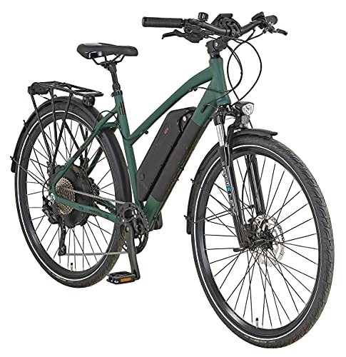 Elektrische Mountainbike : Prophete Entdecker E-Bike eT300 | Erwachsene Elektrofahrrad Damen / Herren / Unisex | Pedelec Trekking E-Bike 28" mit Hinterradmotor | 10-Gang Kettenschaltung | Matt Grün / Olivgrün