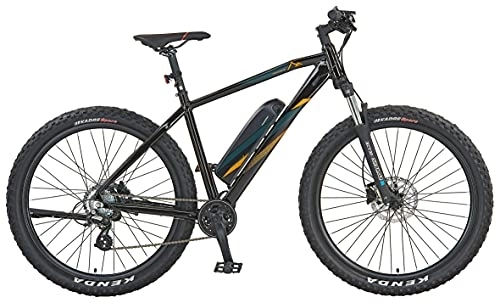 Elektrische Mountainbike : Prophete Graveler eM100 E-MTB | E-Bike Erwachsene Herren / Damen / Unisex | Pedelec Mountainbike 27, 5" | BLAUPUNKT Hinterradmotor | schwarz orange türkis