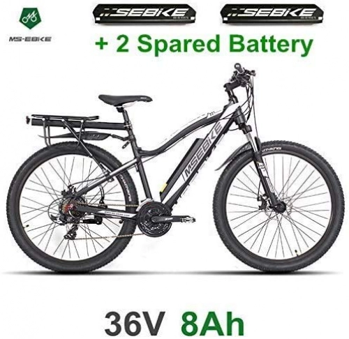 Elektrische Mountainbike : qx Scooter 21 Geschwindigkeiten, 27, 5 Zoll Pedal Assist Elektrofahrrad, 36V Unsichtbarkeit Batterie, Federgabel, Beide Scheibenbremse, E-Bike Mountainbike, Plus 2 Zusätzliche Batterie