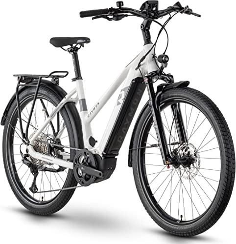 Elektrische Mountainbike : R Raymon TourRay E 7.0 630Wh Yamaha Elektro Trekking Bike 2022 (27.5" Damen Trapez M / 52cm, White / Grey / Black (Damen))