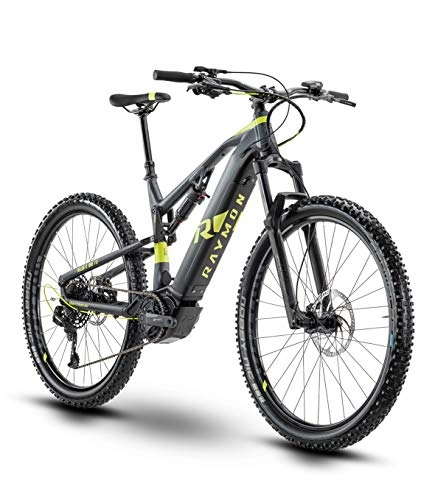 Elektrische Mountainbike : RAYMON Fullray E-Nine 7.0 29'' Pedelec E-Bike MTB grau / grün 2020: Größe: 52 cm