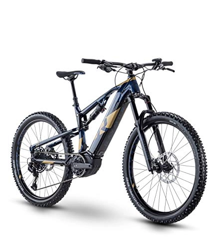 Elektrische Mountainbike : RAYMON Fullray E-Seven 8.0 27.5'' Pedelec E-Bike MTB blau / goldfarben 2021: Größe: 48 cm / L
