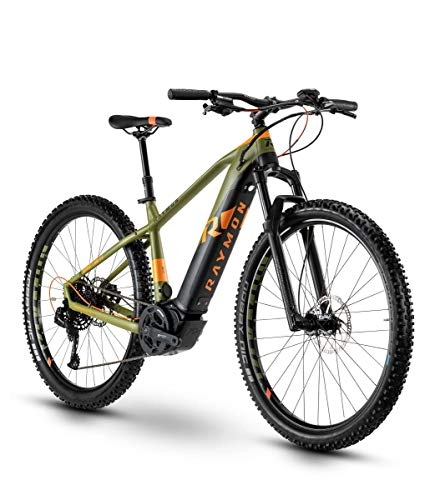 Elektrische Mountainbike : RAYMON Hardray E-Seven 8.0 27.5'' Pedelec E-Bike MTB grün / orange 2020: Größe: 40 cm