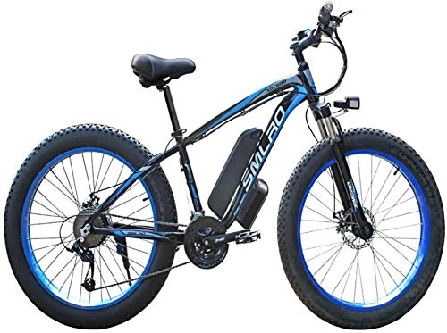 Elektrische Mountainbike : RDJM Ebike e-Bike, Elektro-Fahrrad-Aluminiumlegierung Lithium Battery Beach Snowmobile Big Wheel Fat Tire Moped Pendler Fitnessübung (Color : Blue)