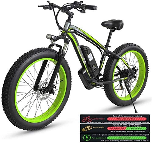 Elektrische Mountainbike : RDJM Ebike e-Bike, Elektro-Mountainbike for Erwachsene, elektrisches Fahrrad DREI Arbeitsmodi, 26" Fat Tire MTB 21 Speed ​​Gear Pendeln / Offroad Elektro-Fahrrad for Männer Frauen (Color : Green)