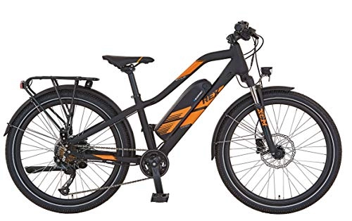 Elektrische Mountainbike : REX Unisex Jugend Graveler Twentyfour Kids E-ATB 24" Elektrofahrrad, schwarz matt, RH 34 cm