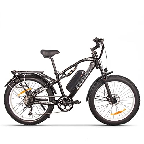 Elektrische Mountainbike : RICH BIT M900 Elektrofahrrad Mountainbike 26 * 4 Zoll Fat Tire Bikes 9 Geschwindigkeiten Ebikes für Erwachsene mit 17Ah Batterie (Weiß-Upgrade)