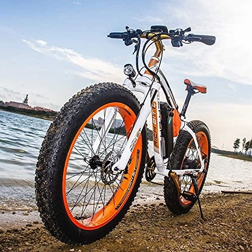 Elektrische Mountainbike : RICH BIT TOP-022 Elektrofahrrad 26-Zoll-Rad-Mountainbike, 48-V-Lithiumbatterie Leistungsstarkes E-Bike mit elektrischer Unterstützung (17AH, Orange)
