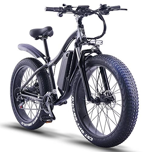 Elektrische Mountainbike : ride66 e Bike Mountainbike ebike Herren Damen 26 Zoll 1000W 48V 16Ah Fatbike (schwarz)