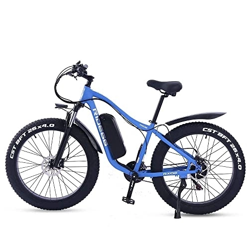 Elektrische Mountainbike : ride66 RX02 eBike Mountainbike Stadt E-Bike Motor 48V 16AH LG Li-Zellen-Akku Shimano 21-Gang Frontstoßdämpfer 26 Zoll Fat Tire ydraulic Brakes (Blau)