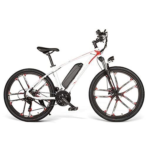 Elektrische Mountainbike : Rstar Elektrofahrräder MY-SM26 26" Reifen Elektro Mountainbike 350W Motor 48V 8AH, mit Shimano 21 Gang & LED Display, Für Erwachsene E-Fahrrad (Weiß)