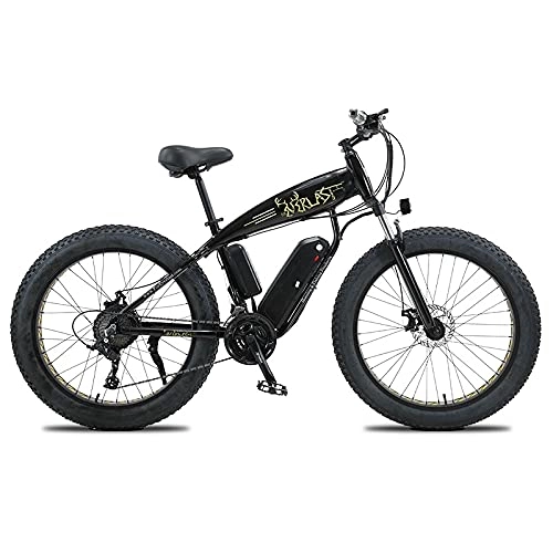 Elektrische Mountainbike : RuBao Elektrisches Mountainbike / Schneefahrrad für Erwachsene, mit 36 V / 48 V / 10 Ah / 13 Ah Lithium-Ionen-Akku, 350 W / 480 W Motor, 3 Arbeitsmodi, Schwarz (Größe: 36 V / 350 W / 10 Ah)