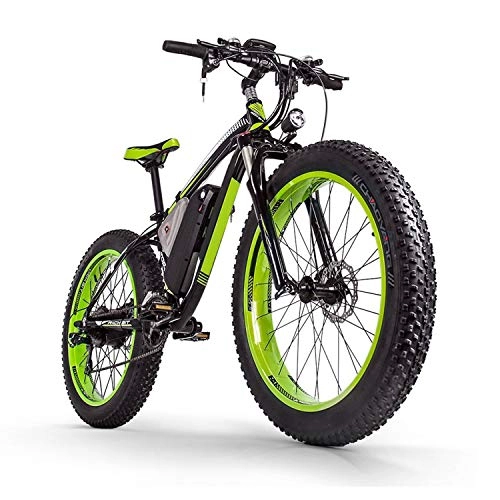 Elektrische Mountainbike : Sea blog Fettreifen Elektrofahrrad Mountainbike 26" E-Bike mit 48V 16Ah / 1000W Lithium-Batterie und Shimano 21-Gang Vollfederung hydraulische Scheibenbremse Elektrisches Fahrrad, Black+Green