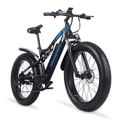 Elektrische Mountainbike : Shengmilo 26 * 4.0 Fat Tire Elektrofahrräder für Erwachsene, MX03 Elektro-Mountainbike, Motor mit 95 N∙m Drehmoment, Rahmen aus Aluminiumlegierung, LCD-Display, 48 V 17 Ah Hochleistungsbatterie