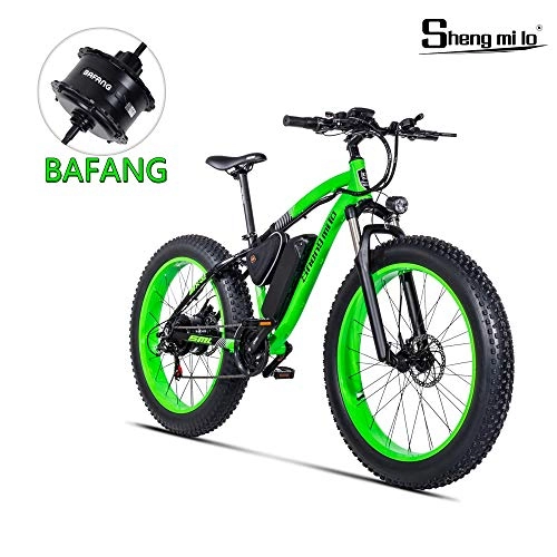 Elektrische Mountainbike : Shengmilo Bafang 500W Motor Elektrofahrrad Mountain E-Bike, 26 Zoll Elektrisches Faltrad, 4 Zoll Fetter Reifen (Grün)
