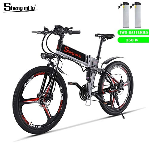 Elektrische Mountainbike : Shengmilo Elektrofahrräder, Elektrisches Klapprad, 350W Motor, Shimano & XOD, 26 Zoll Integriertes Rad Mountain Road E-Bike, inklusive 48V / 13ah 2 x Lithium Batterie (Schwarz)