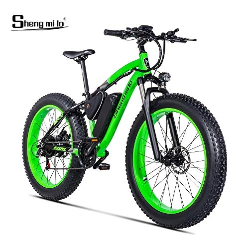 Elektrische Mountainbike : Shengmilo-MX02 Elektrofahrräder BAFANG 500w Elektrofahrrad Fat Bike 26 * 4.0 Reifen (grün（ohne Gas）)