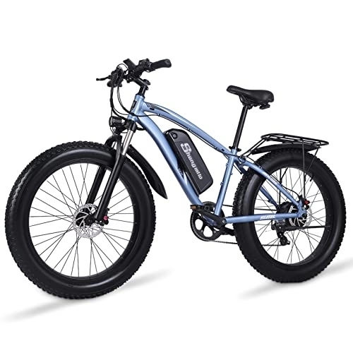 Elektrische Mountainbike : Shengmilo MX02S E-Bike 26 Zoll Aluminiumlegierung Rahmen Elektrofahrrad für Erwachsene, abschließbare Federgabel (Blau)