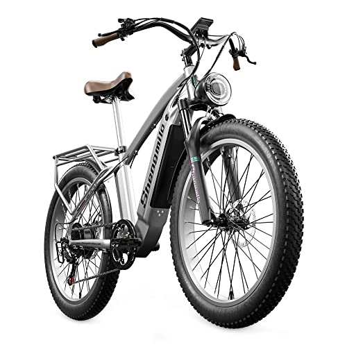 Elektrische Mountainbike : Shengmilo-MX04 Elektrofahrrad, 26" Fat Tire Elektrofahrrad für Erwachsene, elektrisches Mountainbike mit 3 Fahrmodi, BAFANG Motor, 48V 15Ah Wechselbatterie, hydraulische Scheibenbremsen