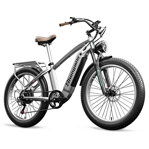 Elektrische Mountainbike : Shengmilo-MX04 Elektrofahrrad, 26" Fat Tire Elektrofahrrad für Erwachsene, elektrisches Mountainbike mit 3 Fahrmodi, BAFANG Motor, 48V 15Ah Wechselbatterie, hydraulische Scheibenbremsen…