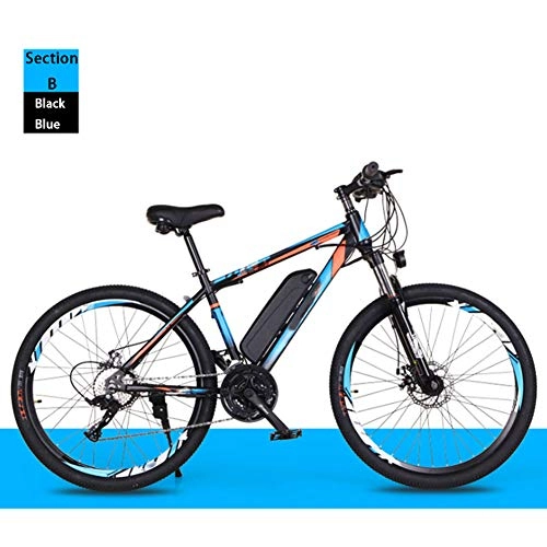 Elektrische Mountainbike : SHJC 26 Zoll Mountain E-Bike, Abnehmbare große Kapazität Lithium-Ionen-Akku und 3 Fahrmodi City Pendeln Elektrofahrrad, Erwachsene Outdoor-Sportarten E-Bike, Black Blue, B 8ah