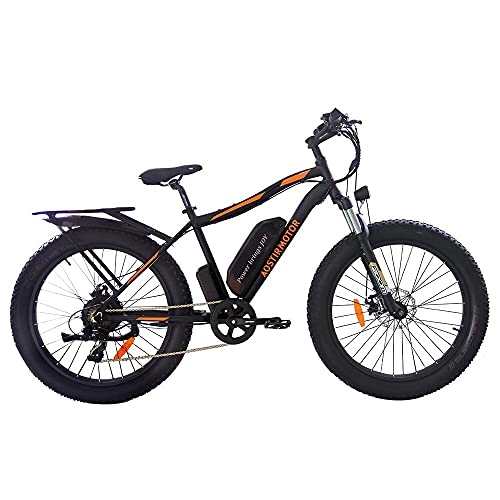Elektrische Mountainbike : SO7 B Electric Mountain Bike, 750W Motor 48V 13AH Removable Lithium Battery Ebike with Rack, 26" 4.0 inch Fat tire Bike, Electric Bicycle
