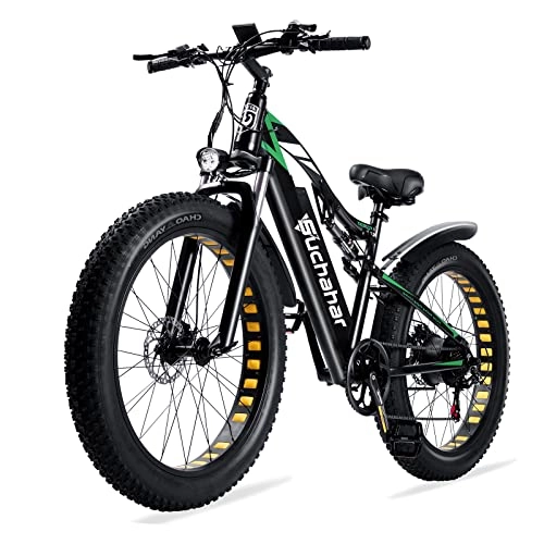 Elektrische Mountainbike : Suchahar 26" Elektrofahrrad, Mountain Ebike für Erwachsene mit abnehmbarem 48V17Ah-Akku, Shimano 7-Gang-Schaltung, 35 Meilen bei voller Ladung