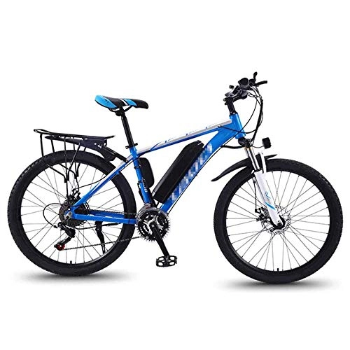 Elektrische Mountainbike : SXZZ 26 '' Elektrofahrrad Mountainbike, E-Bike Fahrrad Mit Rcksitz Und LED-Hervorhebungslicht, Abnehmbarer Lithium-Ionen-Akku Mit Groer Kapazitt, 21-Gang-E-Bike, Blau, 13AH