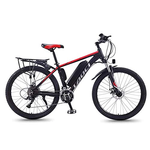 Elektrische Mountainbike : SXZZ 26 '' Elektrofahrrad Mountainbike, E-Bike Fahrrad Mit Rücksitz Und LED-Hervorhebungslicht, Abnehmbarer Lithium-Ionen-Akku Mit Großer Kapazität, 21-Gang-E-Bike, Rot, 10AH