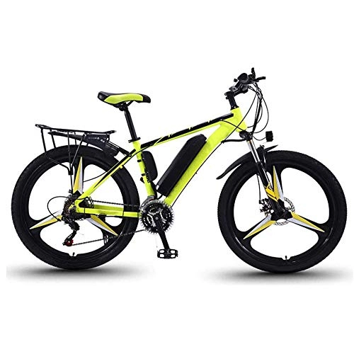Elektrische Mountainbike : SXZZ 26 '' Elektrofahrrad Mountainbike, E-Bike Fahrrad Mit Rücksitz Und LED-Hervorhebungslicht, Abnehmbarer Lithium-Ionen-Akku Mit Großer Kapazität, 21-Gang-E-Bike, Yellowa, 10AH