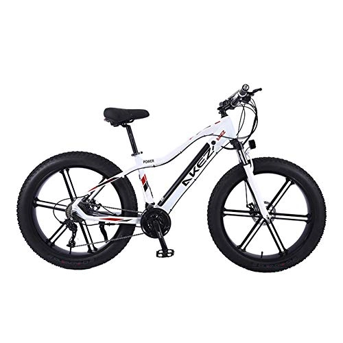Elektrische Mountainbike : TANCEQI Elektrofahrrad E-Bike Mountainbike 26" Elektrisches Fahrrad 36V 350W Heckmotor Schnee E-Bike 27 Geschwindigkeiten Scheibenbremsen Mountain E-Bike Für Erwachsene, Weiß