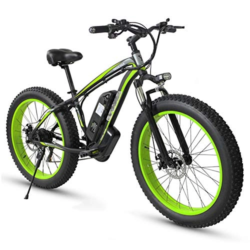 Elektrische Mountainbike : TANCEQI Fettreifen 26 Zoll E-Bike Mountainbike 48V 15Ah 350W Motor Elektrofahrrad, Elektrische Fahrräder, Schnee E-Bike 21 Geschwindigkeiten Mountain E-Bike Für Erwachsene, Grün