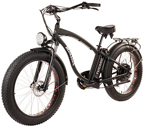 Elektrische Mountainbike : Tucano Bikes Monster 26 Elektrofahrrad 26 Zoll • Motor: 1.000 W-48 V • Vorderradaufhängung • Hydraulische Bremsen • Höchstgeschwindigkeit: 42 km / h • Akku: 48 V 12 Ah (schwarz)
