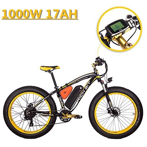 Elektrische Mountainbike : Unbekannt eBike_RICHBIT 022 Elektro Fahrrad Cruiser eBike Radfahren 1000W 48V 17AH Mountain E Bike, Schwarz-Gelb