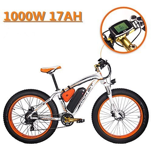 Elektrische Mountainbike : Unbekannt eBike_RICHBIT 022 Elektro Fahrrad Cruiser Fahrrad eBike Radfahren 1000W 48V 17AH Mountain E Bike(Wei-Orange)