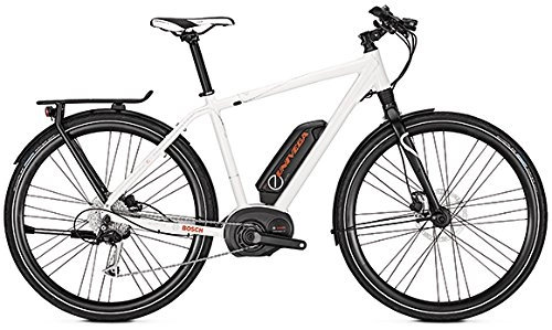 Elektrische Mountainbike : Univega Herren Geo E 1.0 28 Zoll 9-Gang 2018 White Glossy RH 60 / XL (Freilauf)