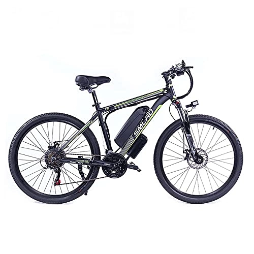 Elektrische Mountainbike : UNOIF 26 ‚' Electric Mountain Bike mit Abnehmbarer, großer Kapazität Lithium-Ionen-Akku, 48V / 13Ah Stadt Ebike Fahrrad mit 350W Brushless Heckmotor für Erwachsene, Black Green