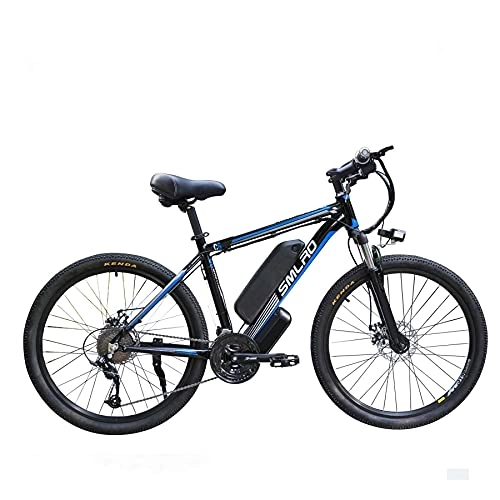 Elektrische Mountainbike : UNOIF Bike Mountainbike elektrisches Fahrrad mit 21-Gang-Shimano-Übertragungssystem, 350W, 13AH, 36V-Lithium-Ionen-Akku, 26" Zoll, Pedelec City Bike Leichte, Black Blue