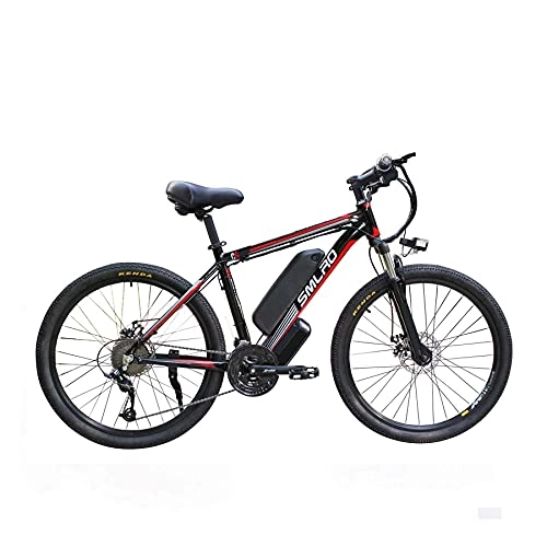 Elektrische Mountainbike : UNOIF Elektro-Fahrrad Elektro-Mountainbike, 26" Electric City Ebike Fahrrad mit 350W Brushless Heckmotor für Erwachsene, 48V / 13Ah Abnehmbare Lithium-Batterie, Black red