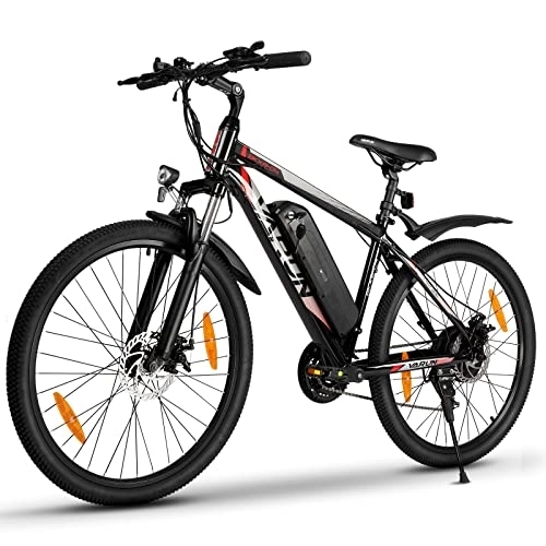Elektrische Mountainbike : VARUN E Bike Damen Herren 26 Zoll E-Mountainbike, Elektrofahrrad mit 250 Watt Motor, Li-Batterie 36V / 10.4Ah, Elektrofahrräder mit 3 Fahrmodi (Rot)