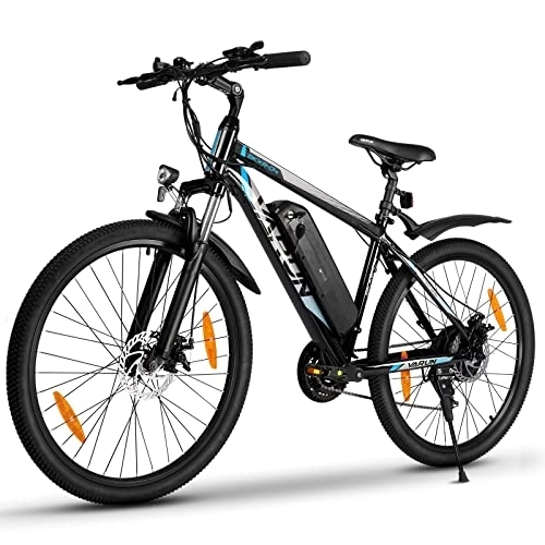 Elektrische Mountainbike : VARUN E-Bike Damen Herren E-Mountainbike Aluminiumlegierung 26 Zoll Elektrofahrrad mit 250W 36V 10.4Ah Abnehmbarer Lithium-Ionen-Akku (Blau)
