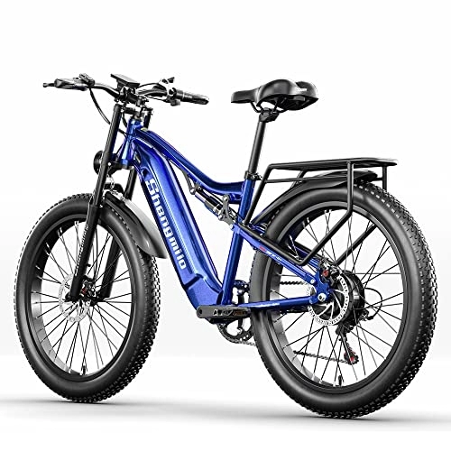 Elektrische Mountainbike : VOZCVOX E Bike Herren 26“ Ebike Mountainbike E-Fahrräder für Männer mit 48V15AH Akku, Dual Suspension, Hydraulische Bremsen Fat Bike
