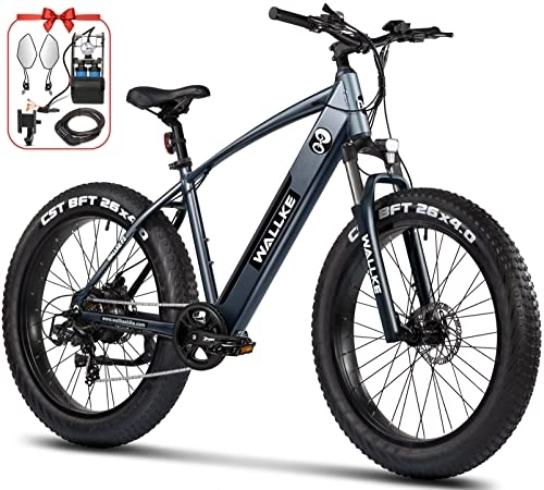 Elektrische Mountainbike : Wallke F2 E Bike 26 Zoll für Erwachsene | Fat Tire Elektrofahrrad | 48V 10.4Ah Li-Ionen-Akku und Shimano 7-Gang Fatbike für Kleine Hügel und verschneite Wiesen