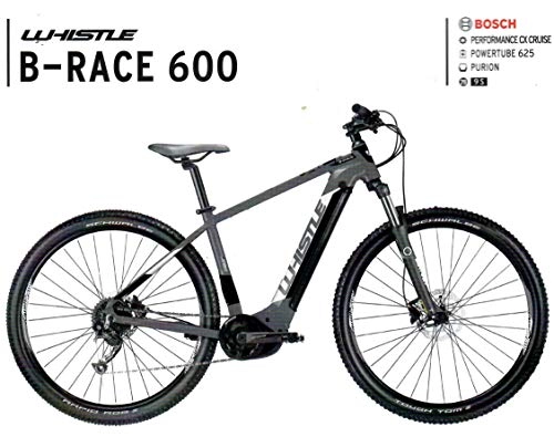 Elektrische Mountainbike : Whistle E Bike MTB 29 Zoll E Mountainbike Hardtail Bosch B-Race 600 Pedelec 29" (anthrazit / weiß / schwarz, 46 cm)