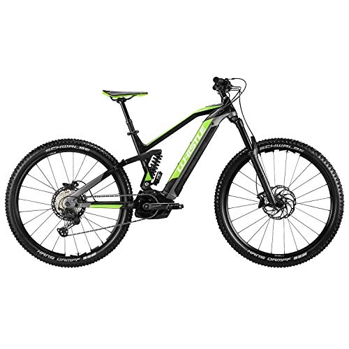 Elektrische Mountainbike : Whistle E MTB Fully 29 Zoll E-Bike B-Rush All SLS Bosch Pedelec E Mountainbike (schwarz / anthrazit / grün, 43 cm)