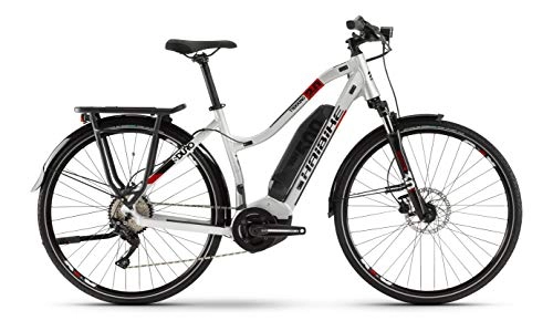Elektrische Mountainbike : Winora Haibike SDURO Trekking 2.0 Yamaha Elektro Fahrrad 2020 (28" Damen Trapez M / 48cm, Silber / Schwarz / Rot (Damen))
